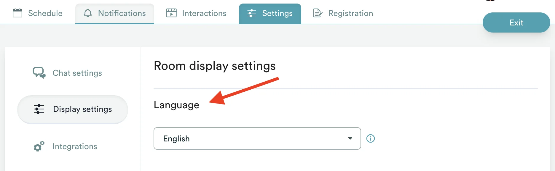 language feature in settings menu
