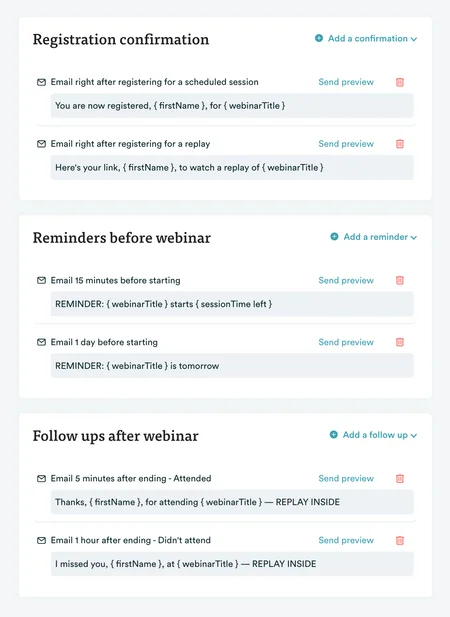 default email notifications