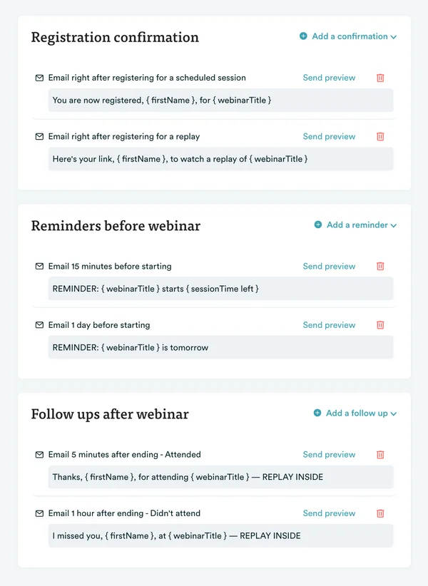default email notifications