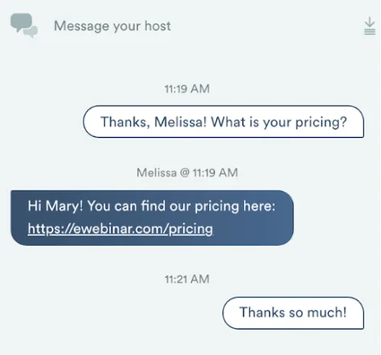 respond to chat question at your convenience