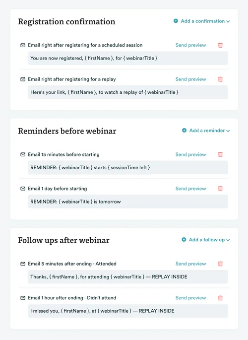 deffault email notifications