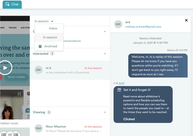 In session chat filter