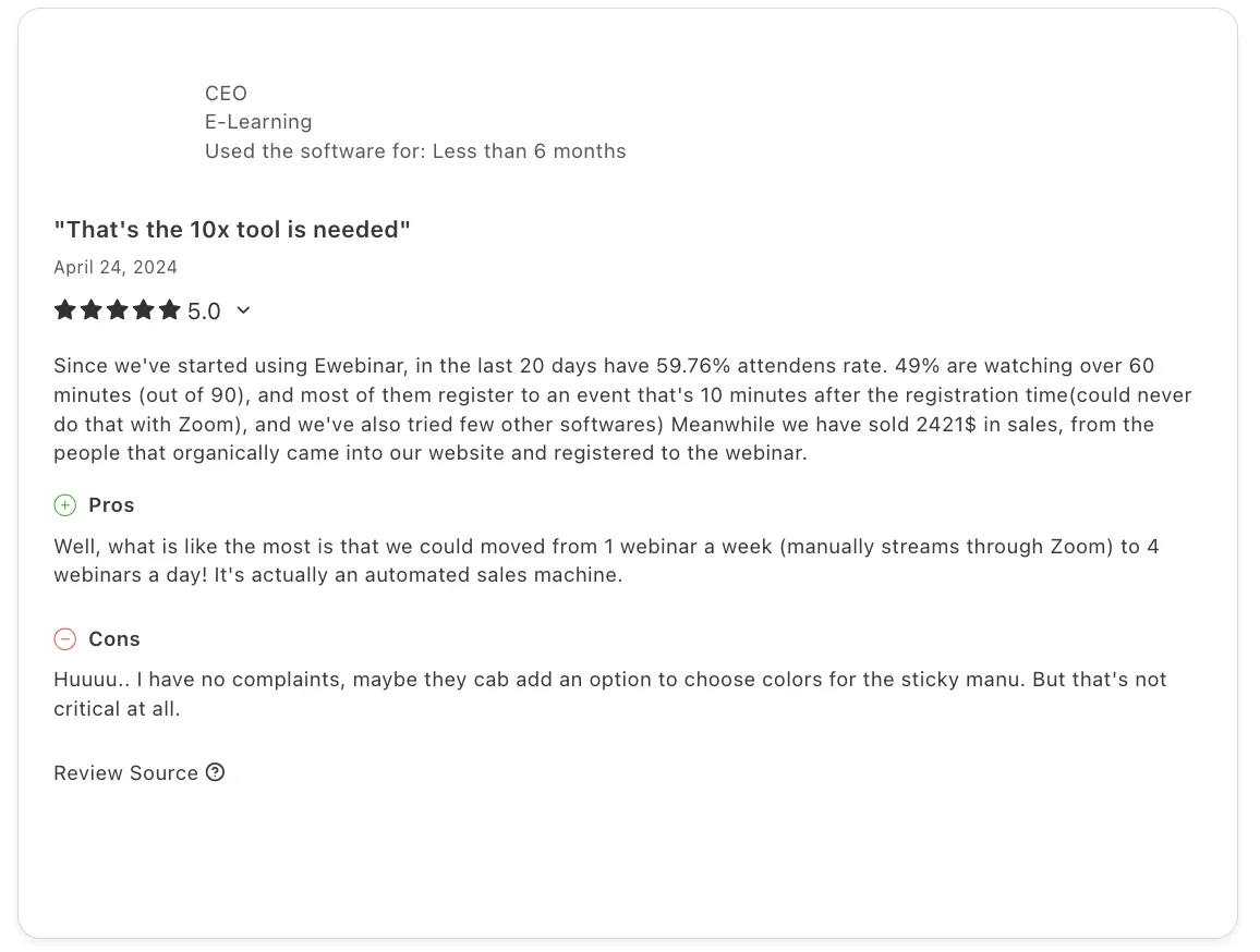 eWebinar Review from E-Learning CEO: Automated sales machine