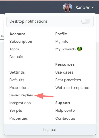 saved reply profile