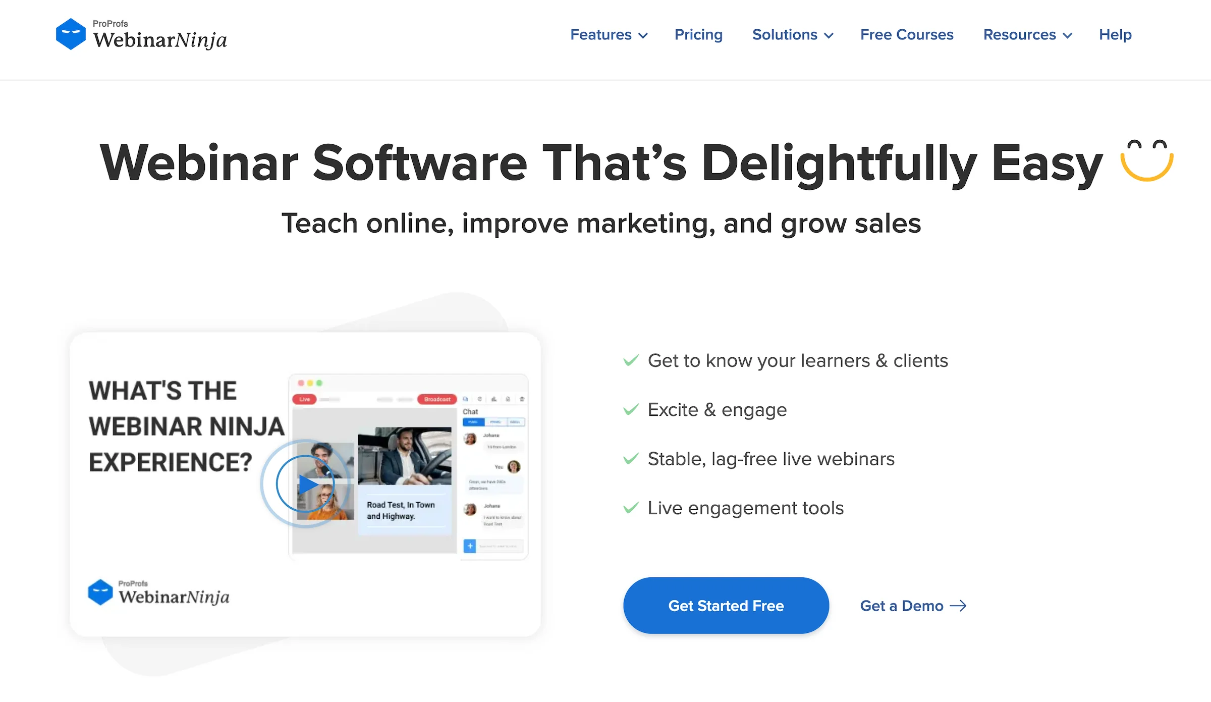 WebinarNinja homepage