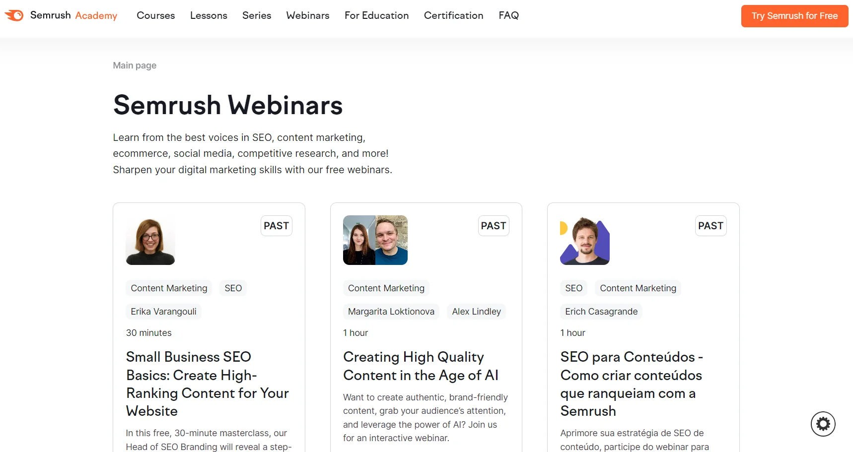 Semrush-webinars