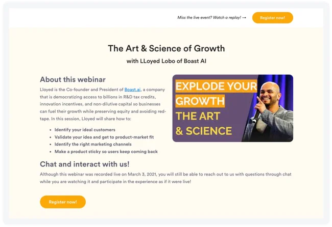 webinar replay landing page