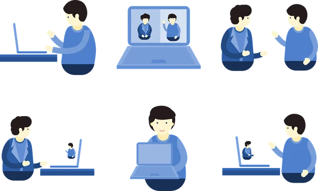 Man using a laptop computer for online meeting
