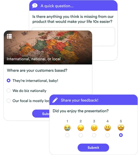 eWebinar interactions (question, poll, and feedback)