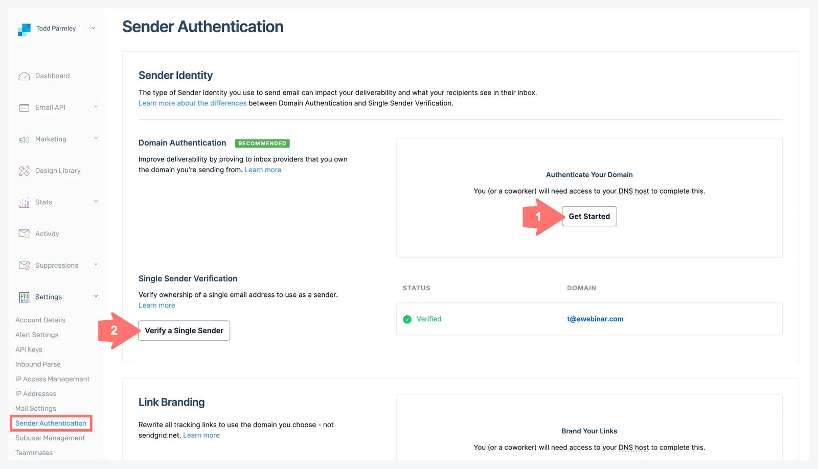 Screenshot 2 for What is eWebinar's integration with SendGrid and how do I set it up?