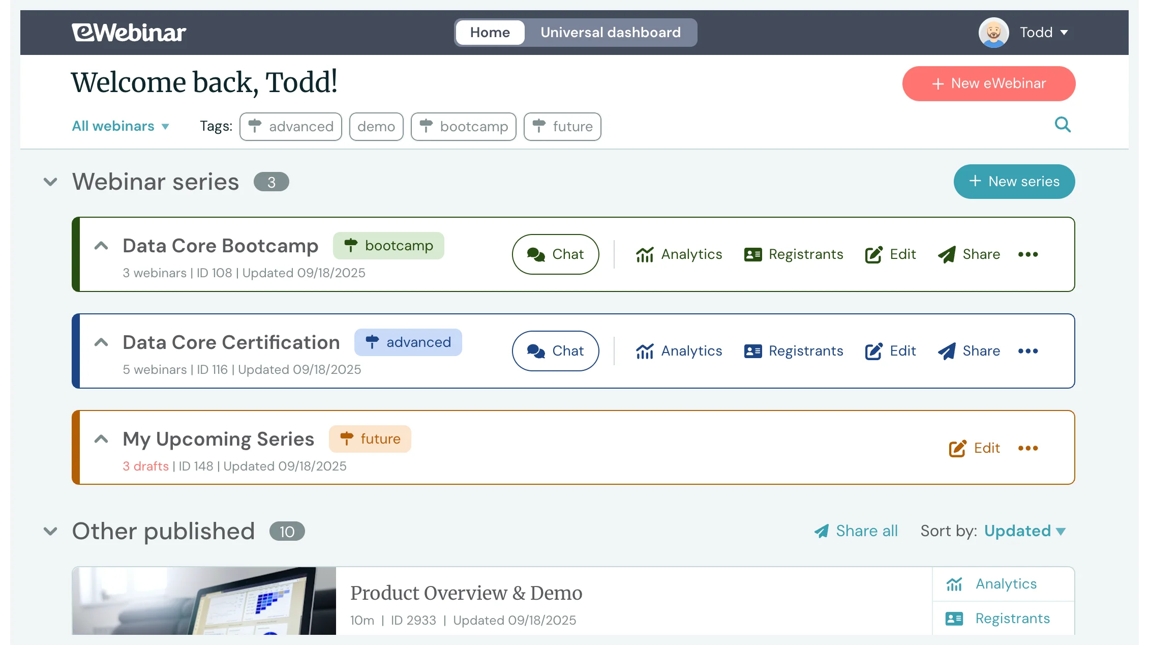 series folders on home page v3
