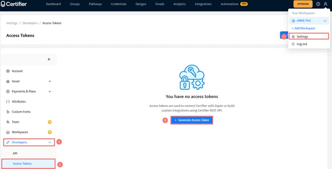 certifier instructions token
