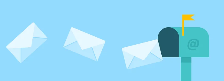 Three envelopes flying into mailbox