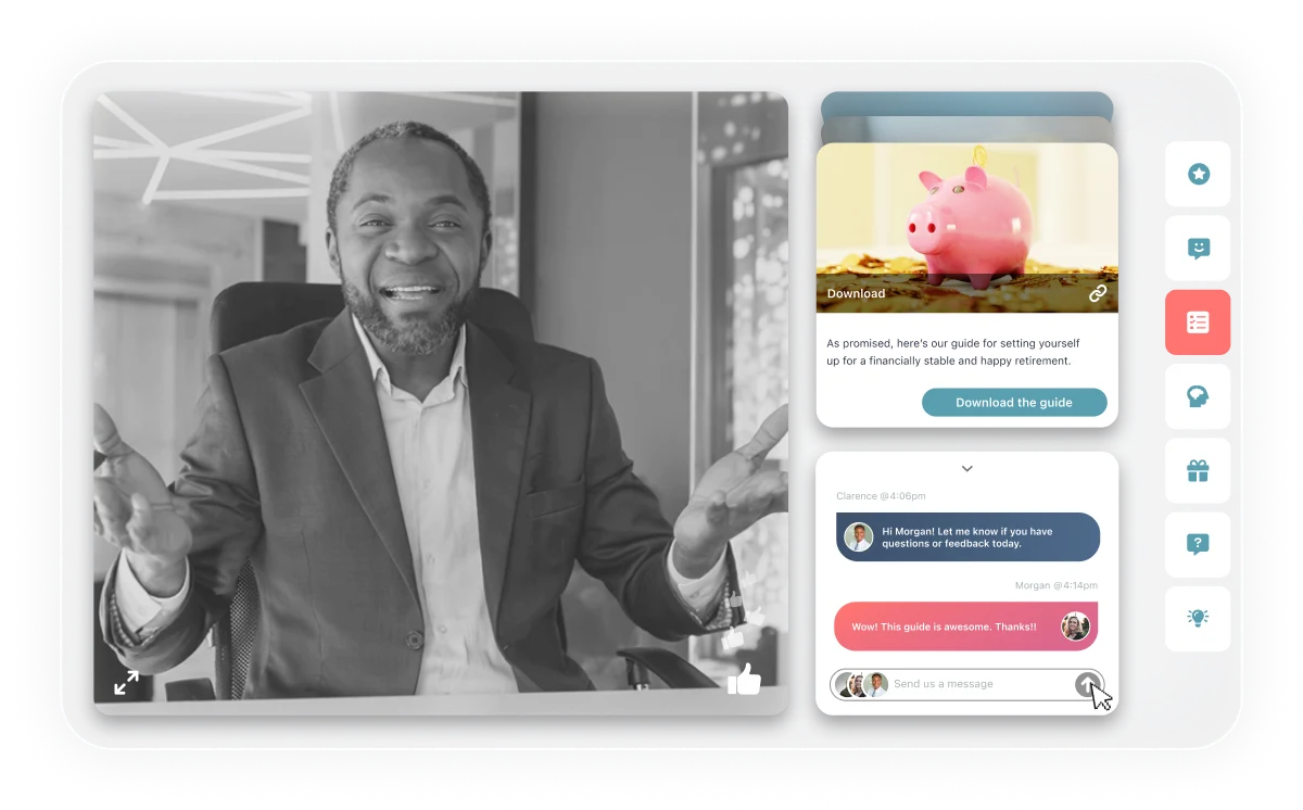eWebinar presentation room with chat and interactions