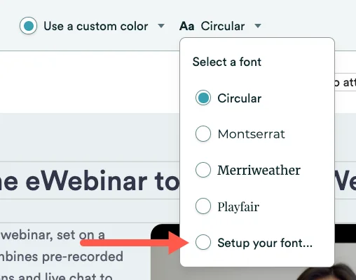 Screenshot 1 for How can I use a custom font on my registration pages?