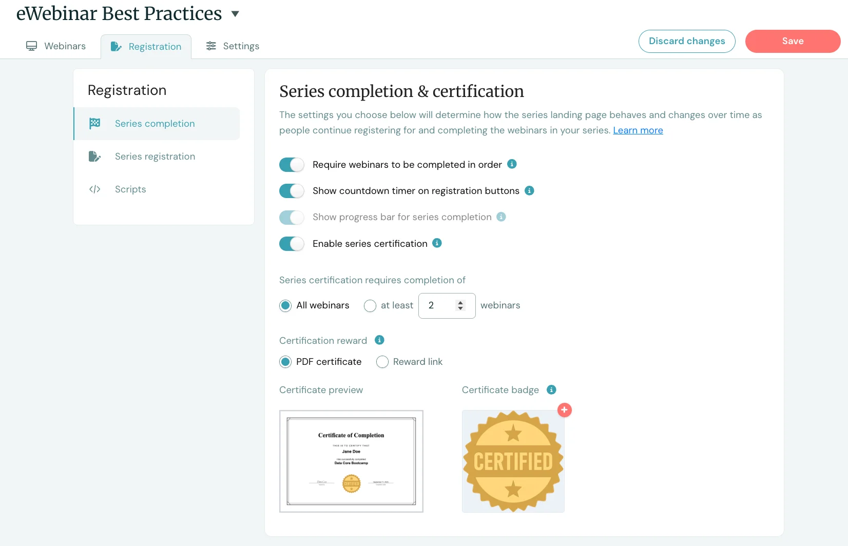 eWebinar Best Practices: Series completion & certification