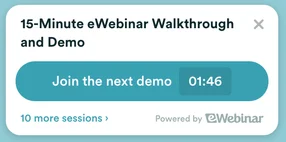 Automated webinar pop-up on eWebinar’s home page