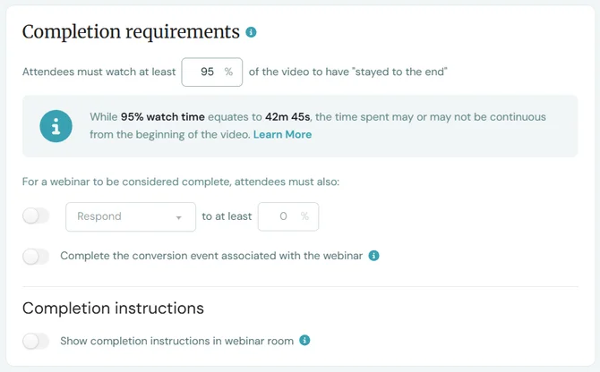 completion requirements updated