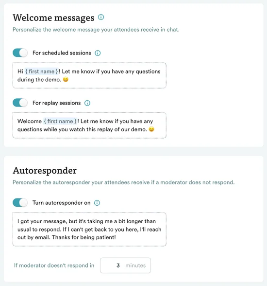 eWebinar welcome messages and autoresponse