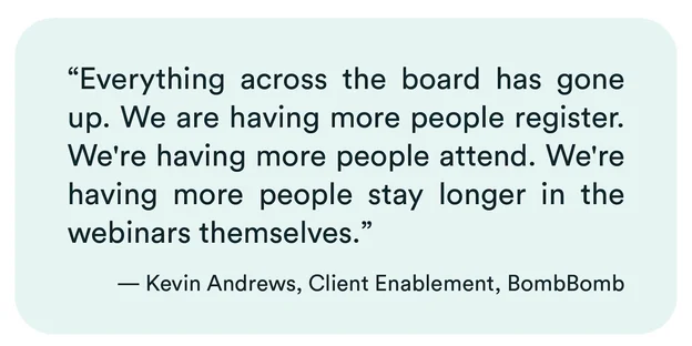 BombBomb eWebinar testimonial