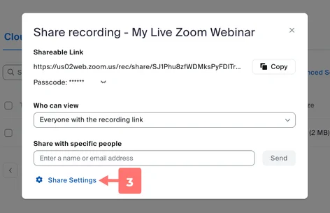 link to share settings