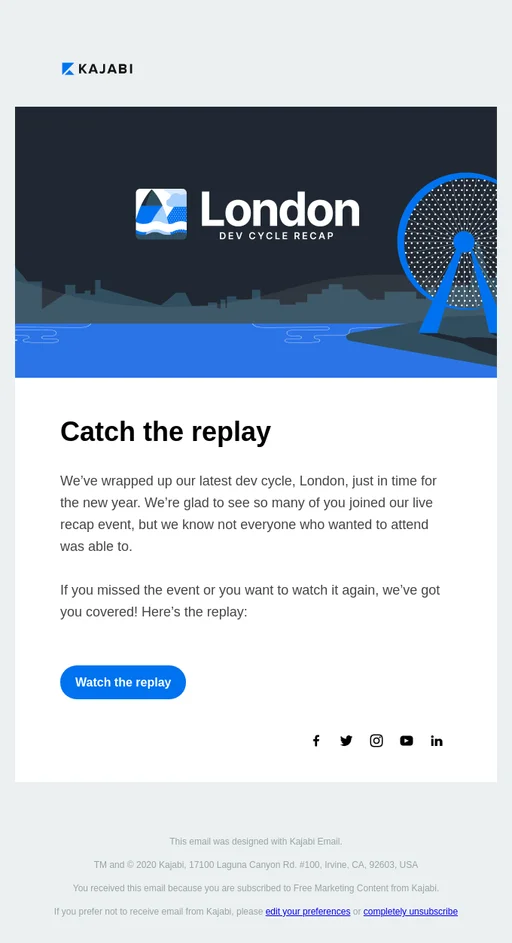 Thanks for attending email from Kajabi