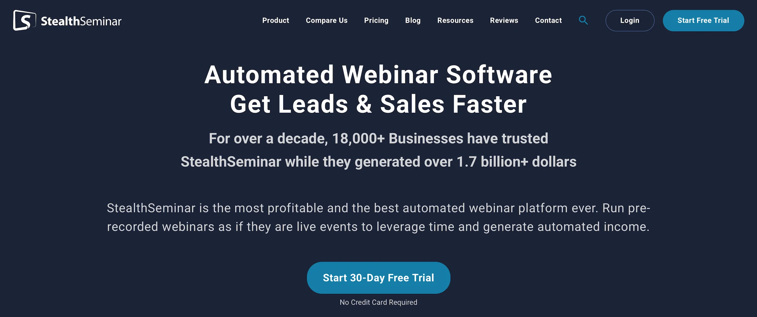 StealthSeminar homepage: Automated Webinar Software to Get Leads and Sales Faster