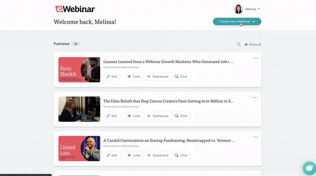 Gif of creating an eWebinar from the Profitable Webinar Template