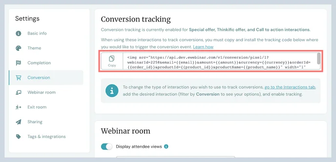 conversion tracking code