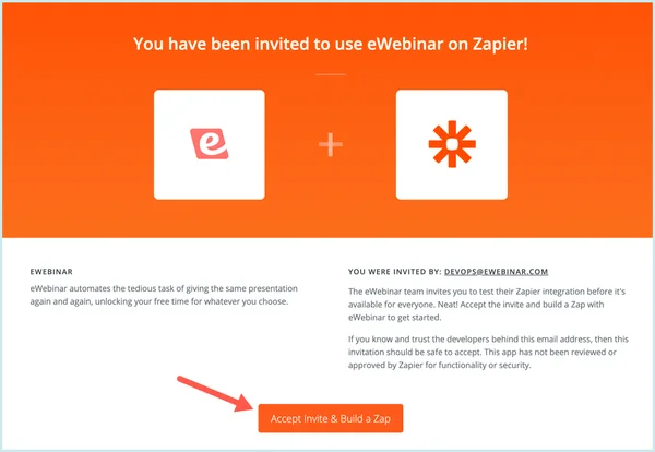 Screenshot 1 for How can I use Zapier to integrate eWebinar with other products?