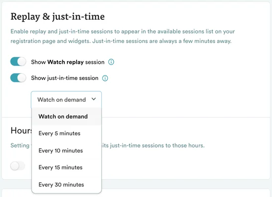 eWebinar just-in-time options