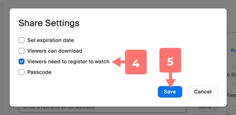 share settings modal