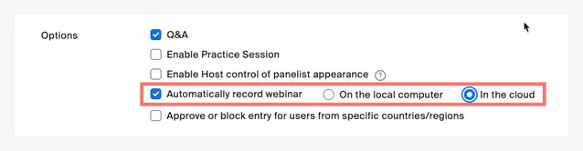 automatically record in cloud