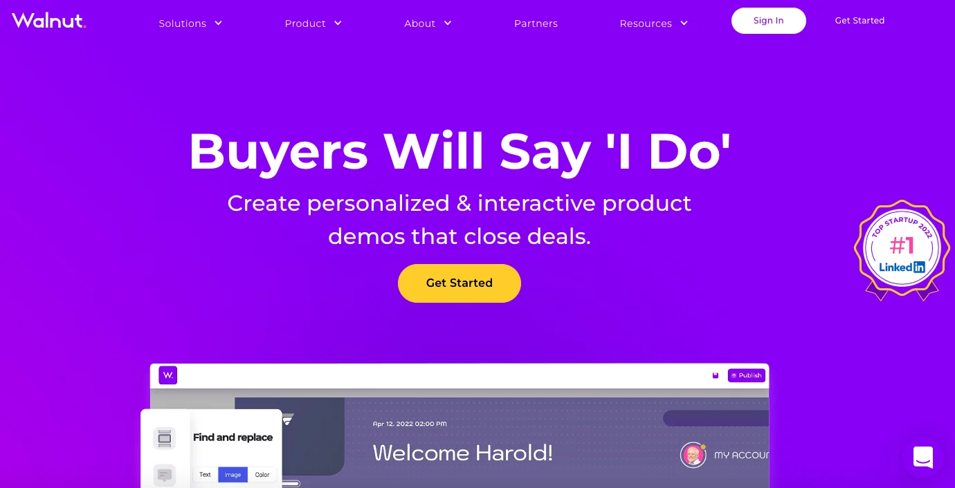 Walnut product page screenshot 