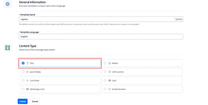 twilio create template 2