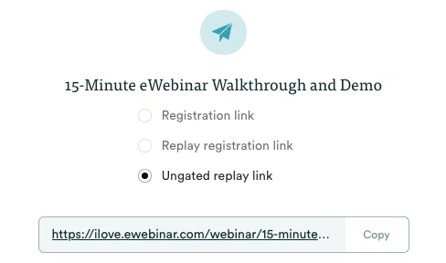 Share modal with ungated replay link