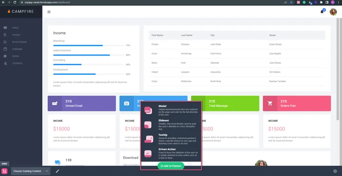 Screenshot of Userpilot Creation Modal