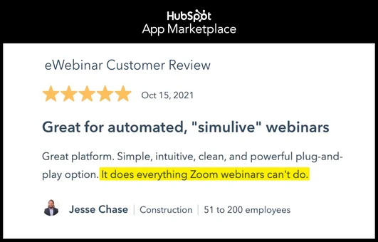 review from hubspot marketplace