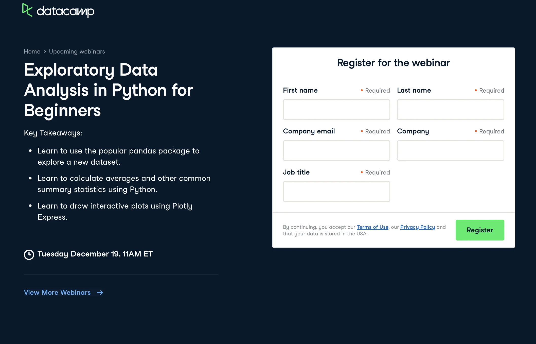 DataCamp-webinar-landing-page