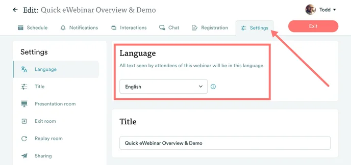 supported languages in eWebinar
