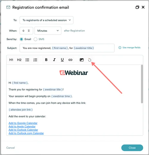Screenshot 1 for What is eWebinar's integration with BombBomb and how do I set it up?