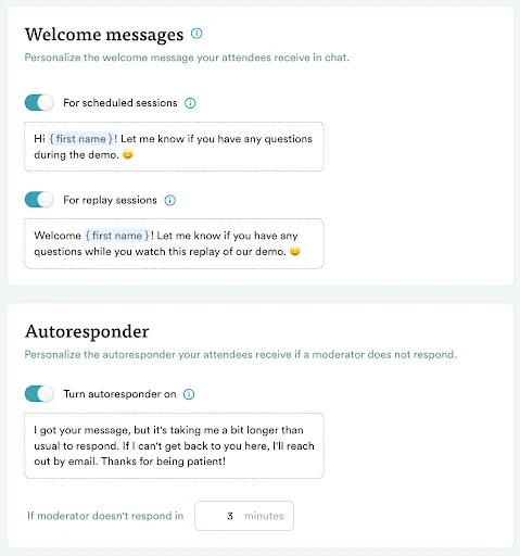 Configure chat