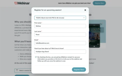 eWebinar registration form