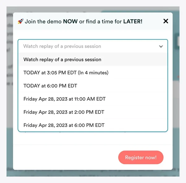 Join the demo NOW or find a time for LATER!