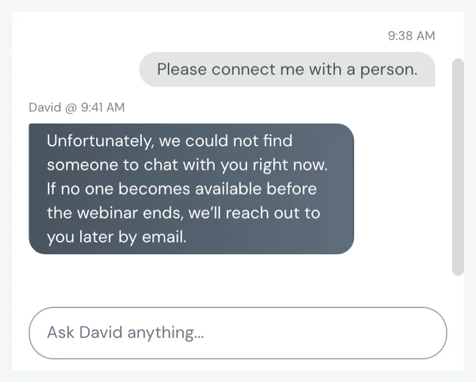 connect with a person auto response