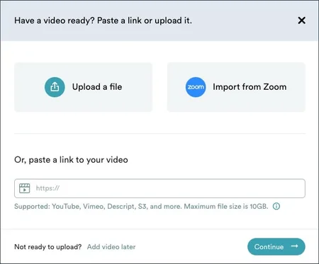Video upload modal