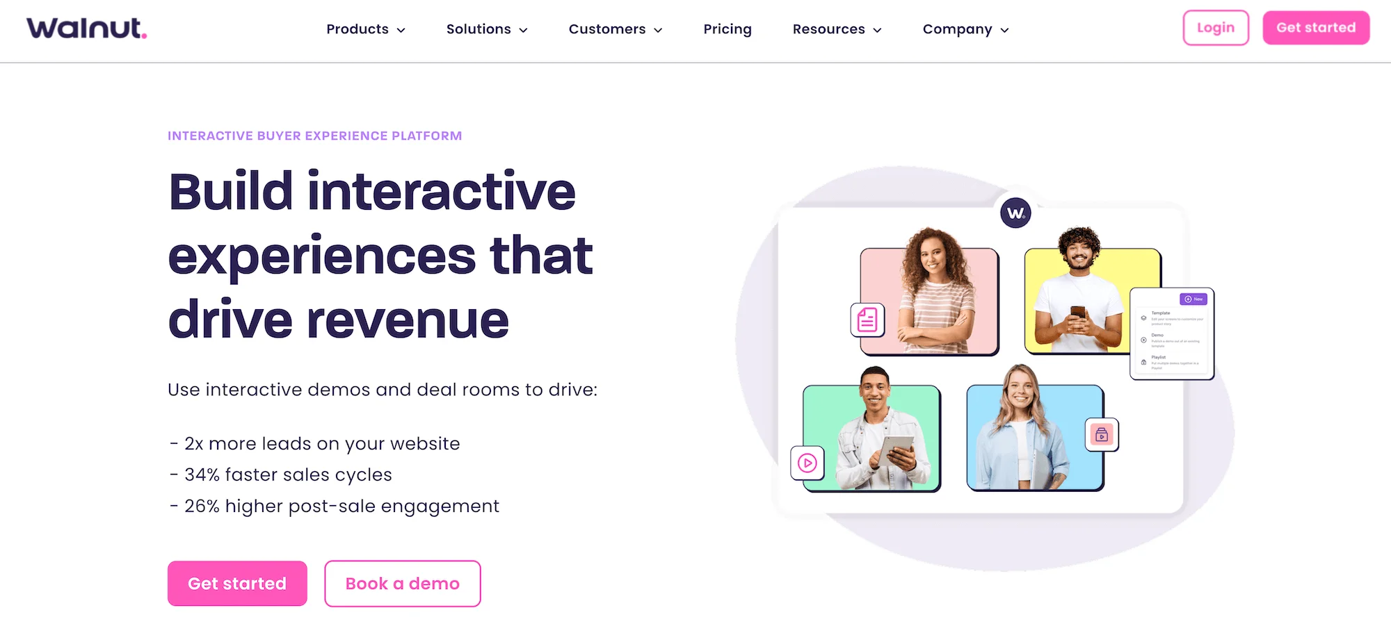 Walnut homepage: Build interactive experiences that drive revenue