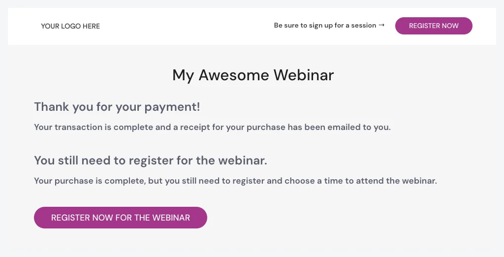 Screenshot 1 for How do I set up my eWebinar so people must purchase it via a third-party payment processor, like PayPal, before attending?