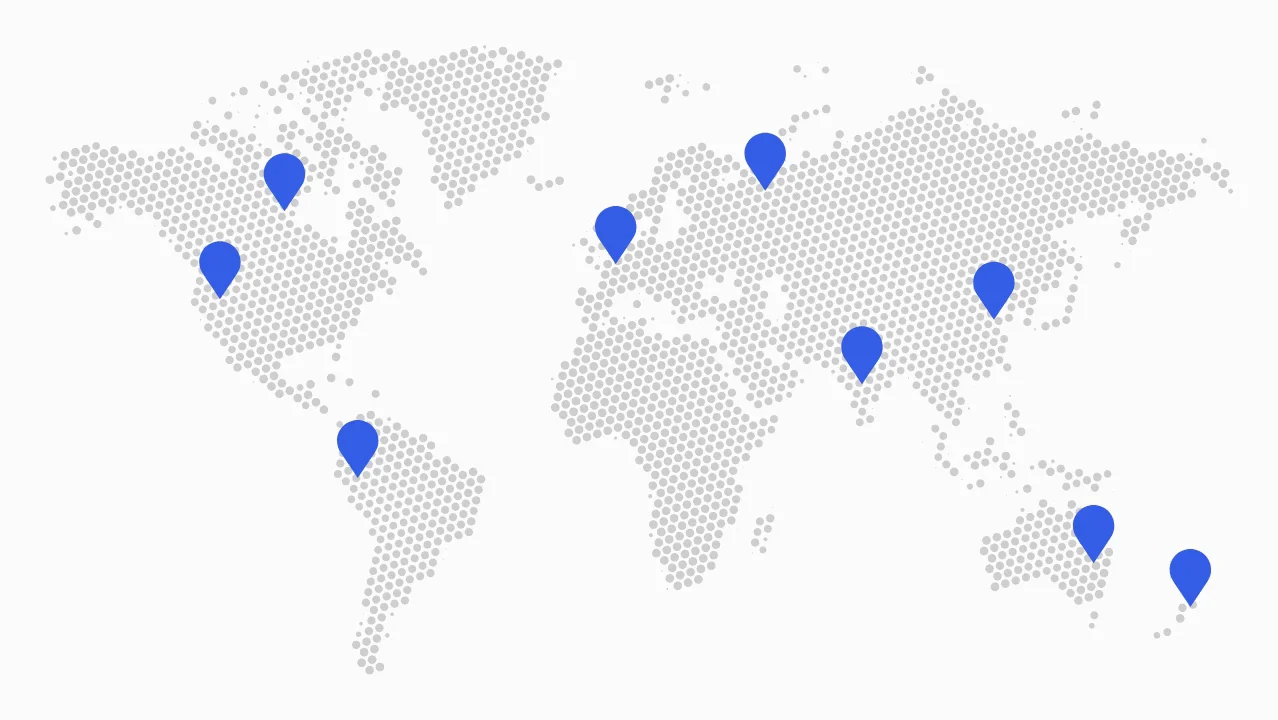Animated map mockup representing remote work from 2020 to now