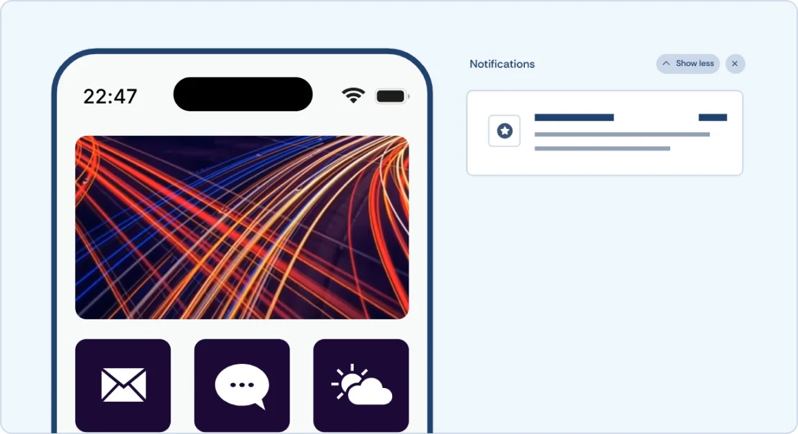 Animated phone mockup representing the rise of async in the 2010s